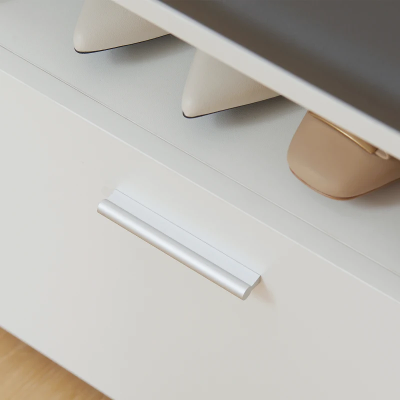 HOMCOM Conjunto de Recibidor con Espejo Perchero y Zapatero para 8 Pares Mueble de Entrada con 2 Puertas y 3 Ganchos Blanco