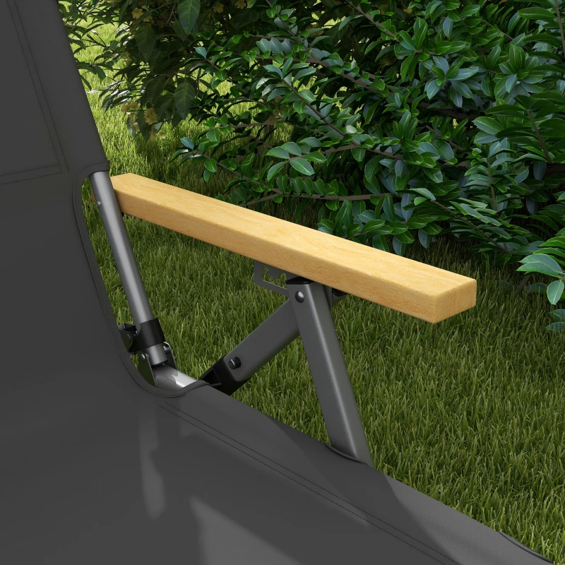 Outsunny Sedia da Campeggio Pieghevole con Schienale Regolabile, in Alluminio e Poliestere 74x59.5x98 cm, Grigio e Argento