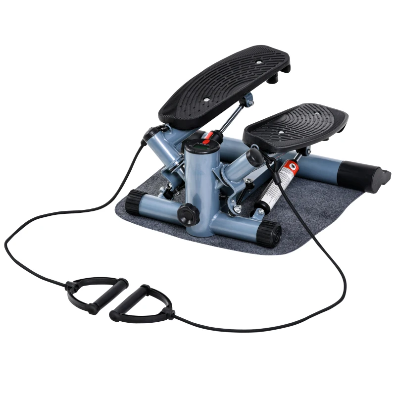 HOMCOM Mini Stepper Step Machine with Resistance Bands and Cushion Mat for Leg Arm Full Body Training Fitness Stair Stepper
