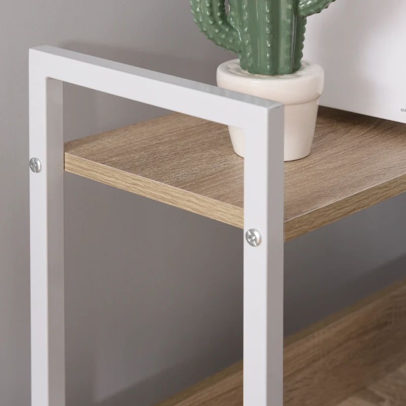 HOMCOM Mesa de Ordenador Multifuncional Escritorio Estilo Industrial Vintage con 4 Estantes para Despacho Casa Estudio 120x70x120 cm Blanco Roble