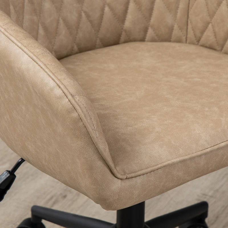 Vinsetto Silla de Oficina Basculante de Cuero PU con Altura Ajustable para Dormitorio Estudio 59x60x90-100 cm Marrón