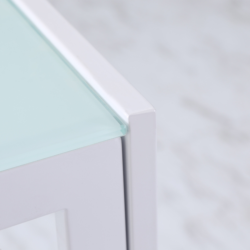 HOMCOM Mesa de Comedor de Cristal Mesa Rectangular para 4-6 Personas con Patas de Metal Multifuncional para Cocina Salón 120x60x75 cm Blanco