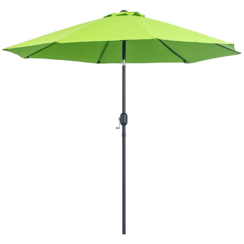 Outsunny 2.7M Garden Parasol Umbrella with Glass Fibre Ribs and Aluminium Frame, Tilting Sun Shade Shelter Canopy, Light Green