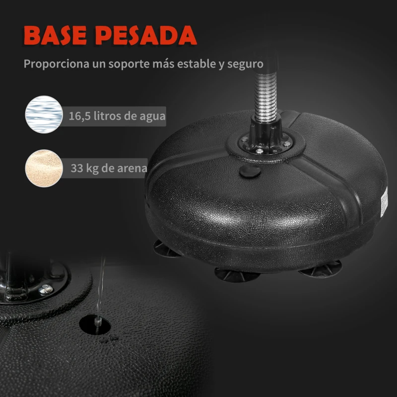 HOMCOM Saco de Boxeo de Pie con Altura Ajustable en 4 Niveles, Saco de Boxeo con Base Rellenable, Guantes e Inflador, para Adultos y Adolescentes, Ø45x133-151 cm, Negro y Rojo