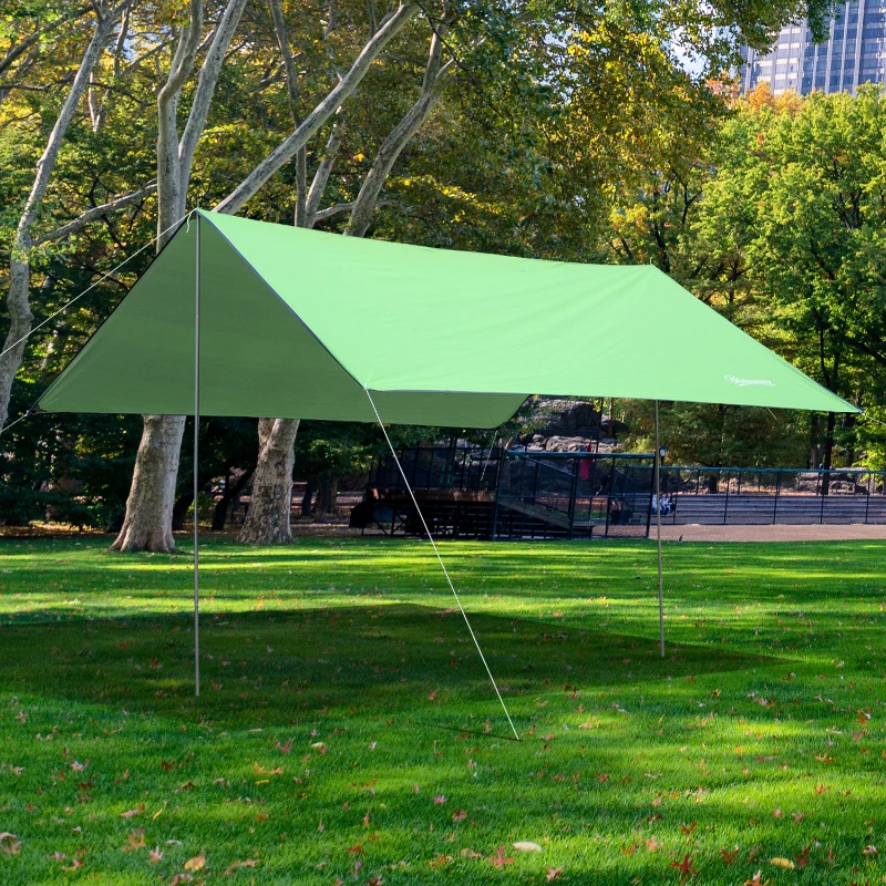 Outsunny Bâche anti-pluie voile d'ombrage toile de camping 3L x 3l m polyester haute densité 190T imperméable vert