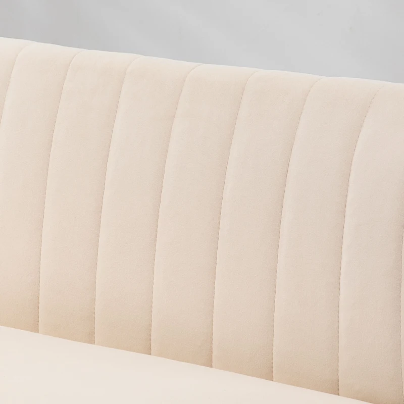 HOMCOM Sofa Retrodesign 2-Sitzer-Sofa, Holzbeine, 117 cm x 56,5 cm x 77 cm, Cremeweiß