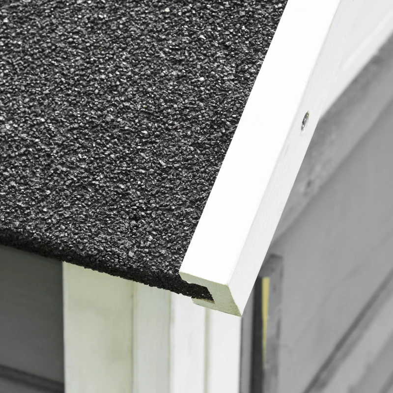 PawHut Conigliera in Legno con Area Aperta e Rampa, Gabbia per Conigli con Fondo Estraibile e Porte, 140x65x120 cm, Grigia