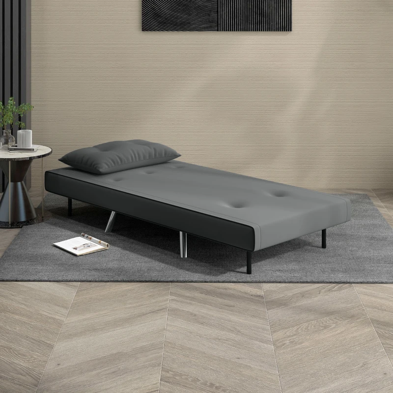 HOMCOM Liegesessel Sessel mit Liegefunktion Schlafsessel, Knopfheftung, Leinenoptik, 77 cm x 88 cm x 83 cm, Dunkelgrau(m-7)