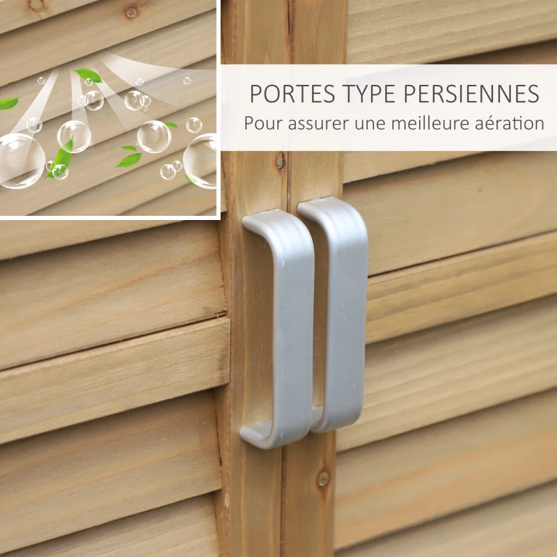 Outsunny Armoire de jardin abri jardin remise pour outils sur pied dim. 87L x 46,5l x 96,5H cm  étagère portes persiennes toit bitumé jaune