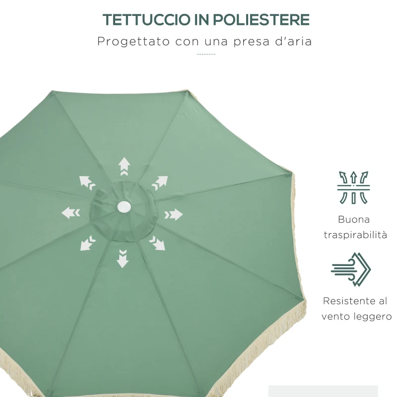 Outsunny Ombrellone da Giardino a Manovella Inclinabile e Palo a 2 Sezioni, Poliestere e Metallo, 2.6x2.4 m, Verde