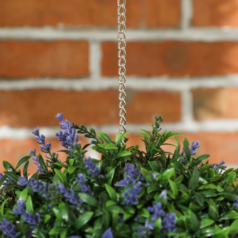 HOMCOM Set of 2 Artificial Plant Topiary Balls, UV-protected Fake Decorative Plants, Purple