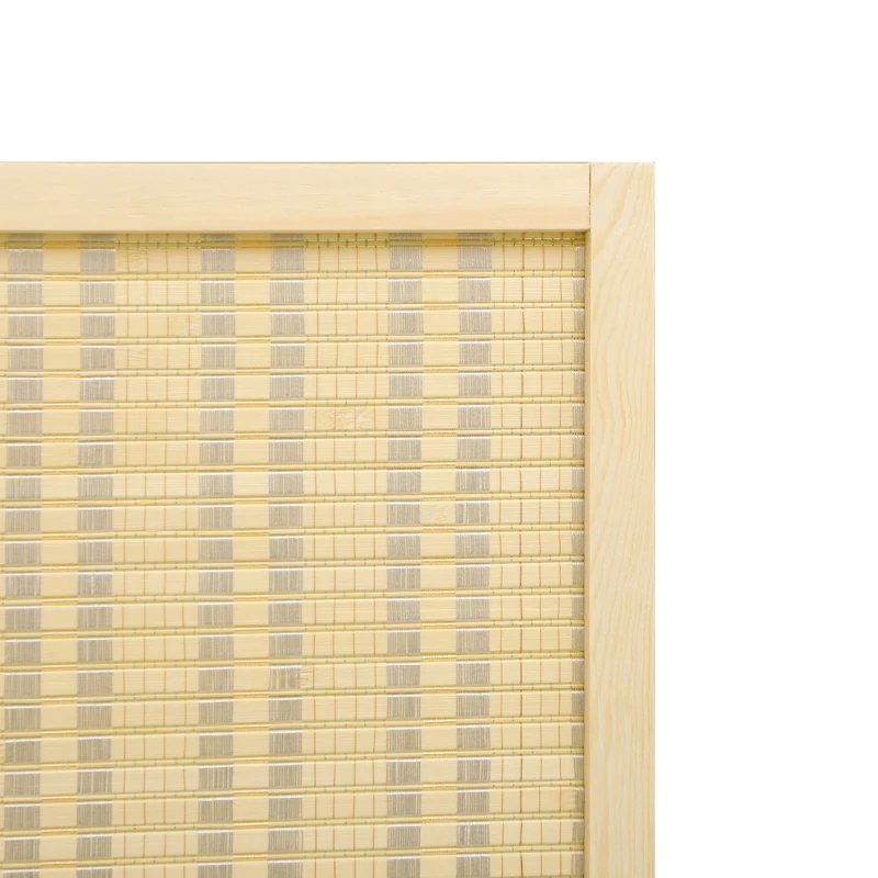 HOMCOM 4-teiliger Raumteiler, 180 x 180 cm, Faltbarer Sichtschutz aus Bambus und Baumwolle für Wohnzimmer, Schlafzimmer, Natur(m-8)