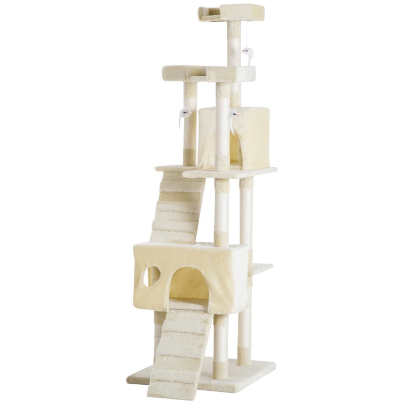 PawHut Cat Tree for Indoor Cats Play Tower Activity Center Kitten Scratch Post Climbing Tower 181 cm