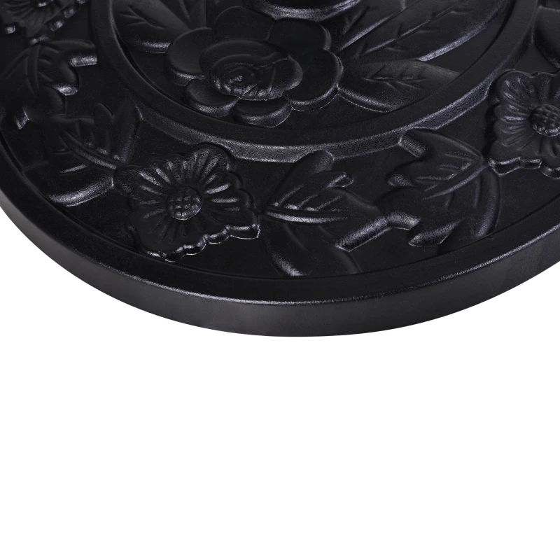 Outsunny Pied de parasol base de lestage parasol demi-cercle résine aspect fonte motif fleur dim. 50L x 31l x 32H cm, noir