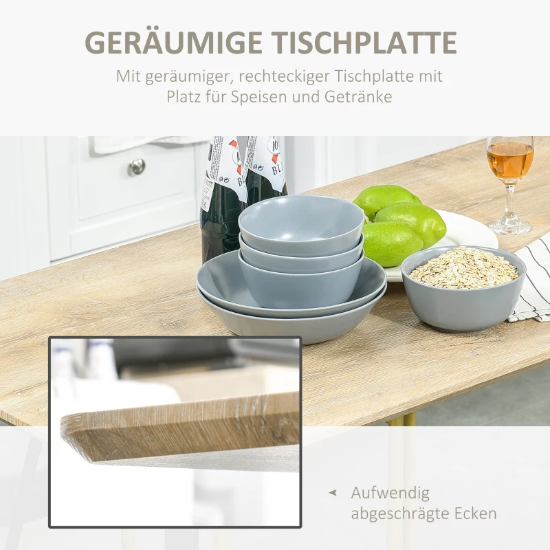 HOMCOM Esstisch mit Haarnadel-Design Küchentisch Esszimmertisch Vintage-Industriestil Stahl MDF Natur 120 x 60 x 75 cm