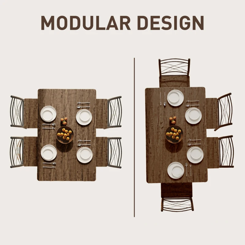 HOMCOM Five-Piece Minimal Dining Set - Oak-Effect/Black