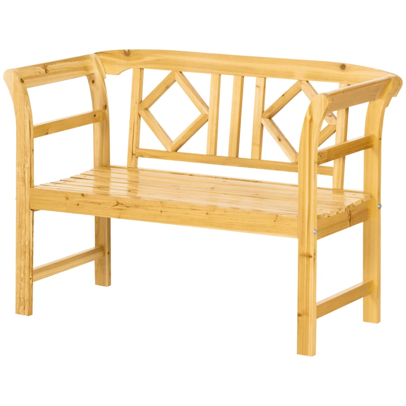 Outsunny Gartenbank im Landhausstil, wetterbeständig, Massivholz,116 cm x 53 cm x 83 cm, Natur