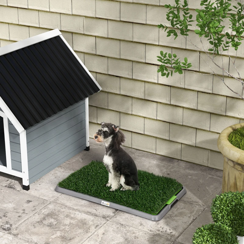PawHut Hundetoilette mit Kunstrasen, Drainagelöcher, auslaufsicher, 67x41x3,5cm, Grün(m-2)