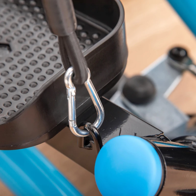 HOMCOM Stepper Fitness con Manillar Altura Ajustable Pantalla LCD Cintas y Pedales Antideslizantes 55x53x118-128 cm Negro