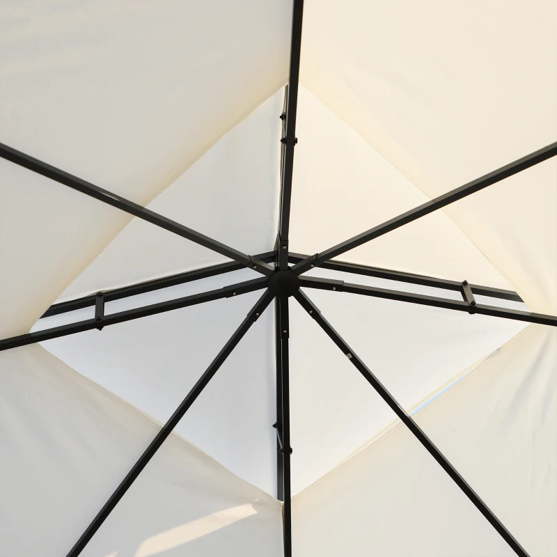 Outsunny Gazebo da Giardino 3x3m con Zanzariera, Telaio in Acciaio e Doppio Tettuccio, Bianco