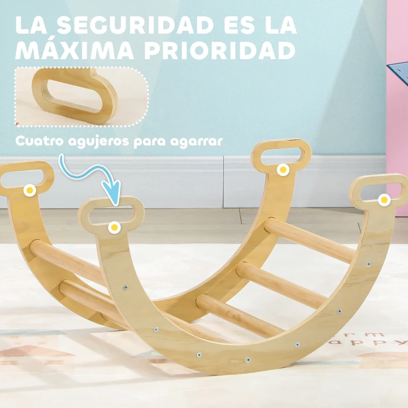 AIYAPLAY Arco de Escalada para Niños de 18-48 Meses Balancín para Bebés Carga 50 kg 68x42x36 cm Natural