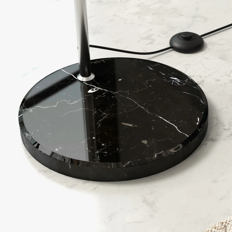 HOMCOM Lámpara de Pie en Forma Arco Moderna Portalámpara E27 40 W con Interruptor de Pie 110-115x30x170-180 cm Plata y Negro