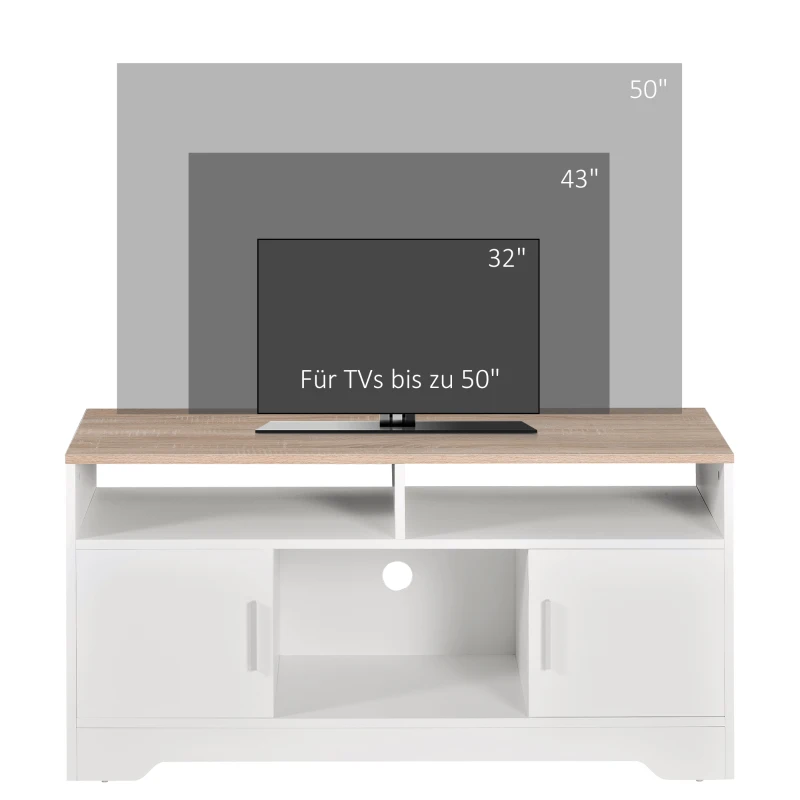 HOMCOM TV-Bank Modernes Design; 3 Regale und 2 Schränke 105 cm x 40 cm x 52 cm Natur