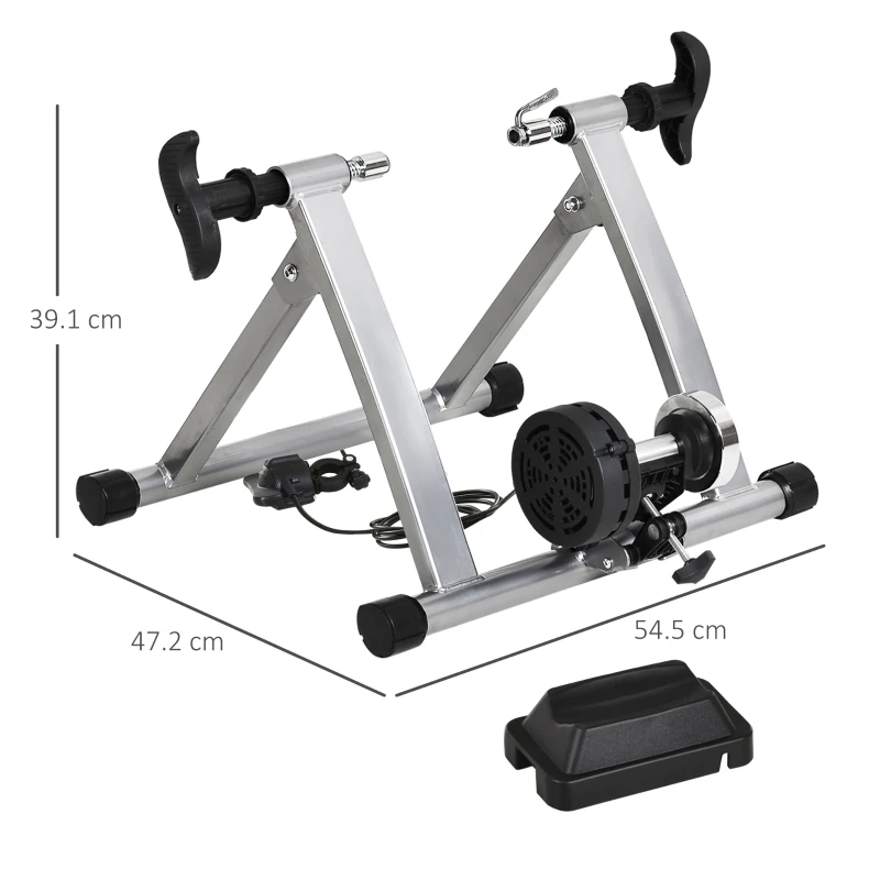 HOMCOM Rullo Bicicletta Allenamento a Magnetico Pieghevole, Rulli per Bici da Corsa in Acciaio, Trainer per Bici da 26"-28" e 700C, 54.5x47.2x39.1cm