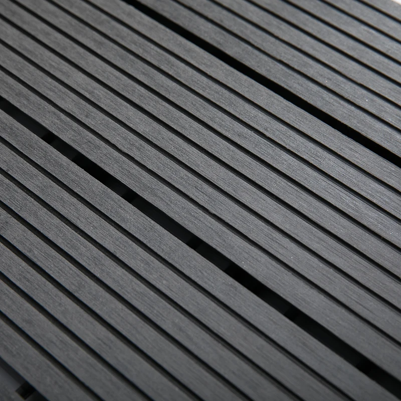 Outsunny Set 11 Piastrelle per Esterni ad Incastro Antiscivolo in HDPE Riciclato, 30x30x2.2 cm, Grigio