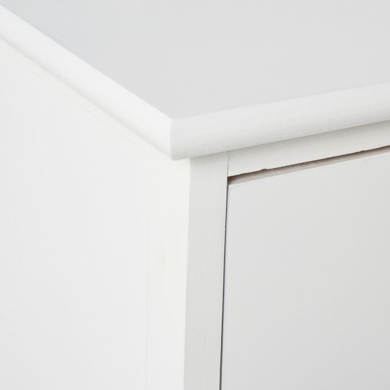 HOMCOM Set 2 Comodini in Legno Bianco con 1 Cassetto e 1 Armadietto in Stile Rétro per Camera da Letto, 35x30x49cm