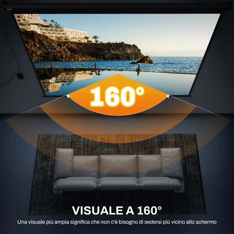 HOMCOM Schermo per Proiettore 120" Formato 4:3 Regolabile con Telecomando, 244x183cm, Nero