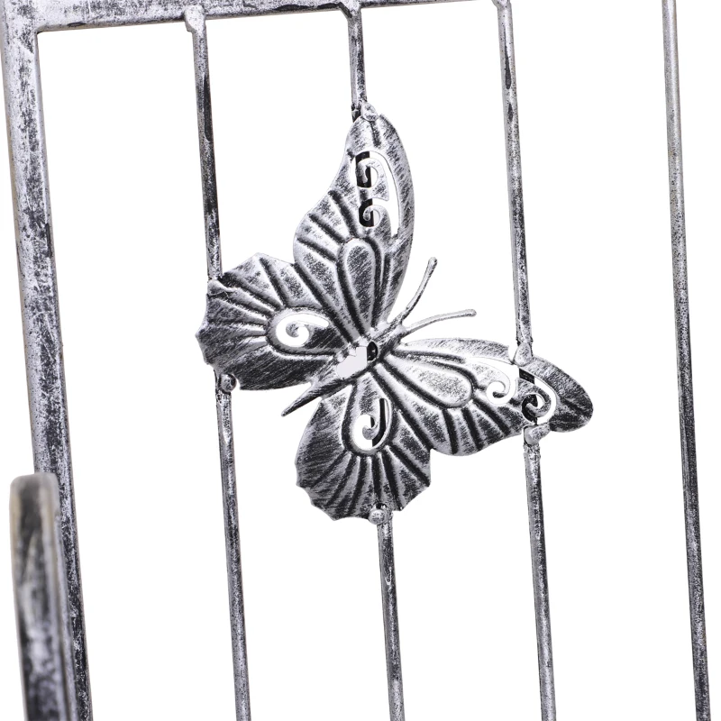 Scaffale Fioriera 3 Ripiani Pieghevole da Giardino Balcone, Metallo, Argento, 44x25x96 cm