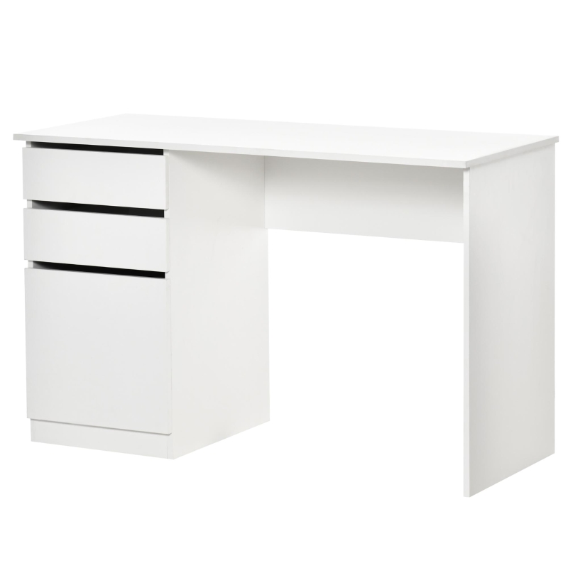 HOMCOM Schreibtisch Computertisch mit 2 Schubladen Schrank Arbeitstisch Bürotisch große Tischplatte modern Weiß 120 x 50 x 75 cm