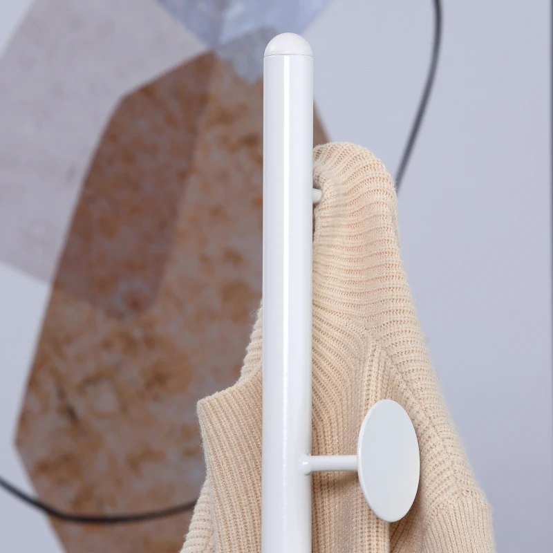 HOMCOM Perchero de Pie Perchero para Abrigos con 8 Ganchos para Colgar Ropa Bolsas Sombreros y Base de Mármol para Dormitorio Pasillo Entrada 35x35x170 cm Blanco