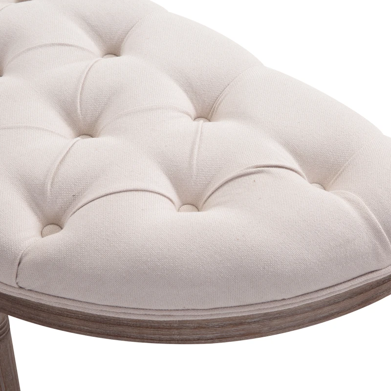 HOMCOM Panca Fondoletto Semicircolare con Struttura in Legno e Imbottitura in Stile Chesterfield, Beige, 140,5x51x48cm
