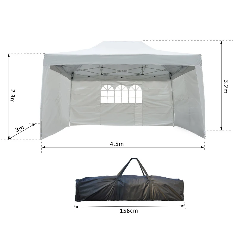 Outsunny Barnum Blanc Côtés Amovibles 4,5 x 3 x 3,2 m