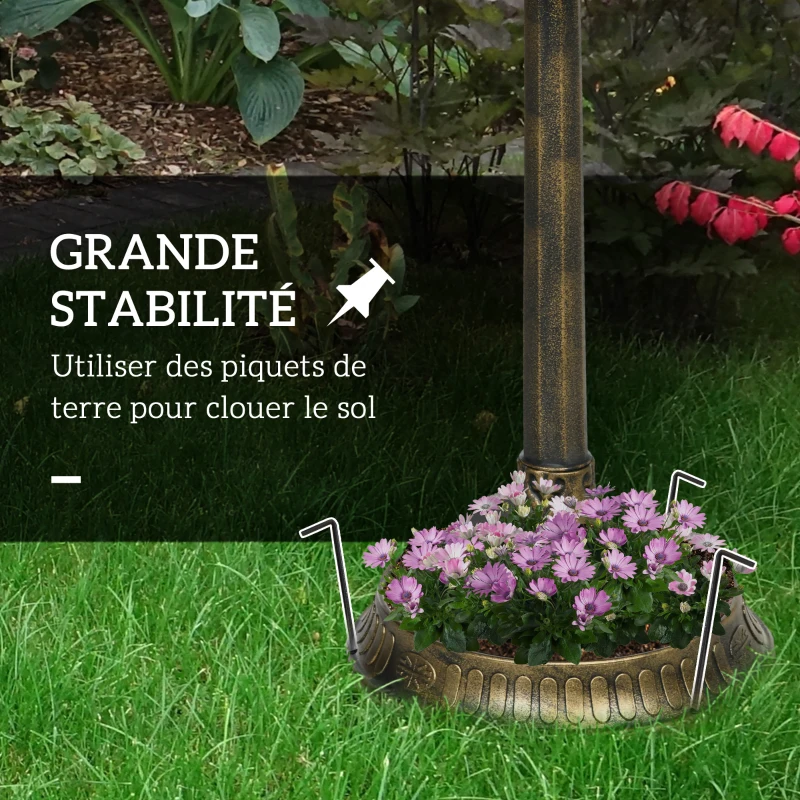 Outsunny Bain d'oiseaux Abreuvoir, mangeoire pour Oiseaux jardinière 2 en 1 dim. Ø 50 x 72H cm polypropylène Bronze Antique