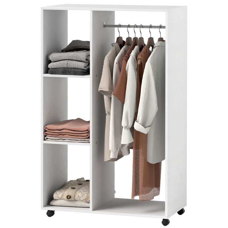 Eckkleiderschrank Mit Vorhang & 1 Tür - B 231 Cm - Weiß & Grau