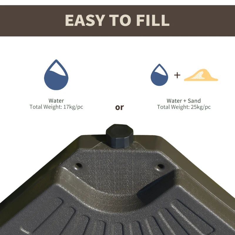 Outsunny Set of 4 Fillable Parasol Weights - 100kg