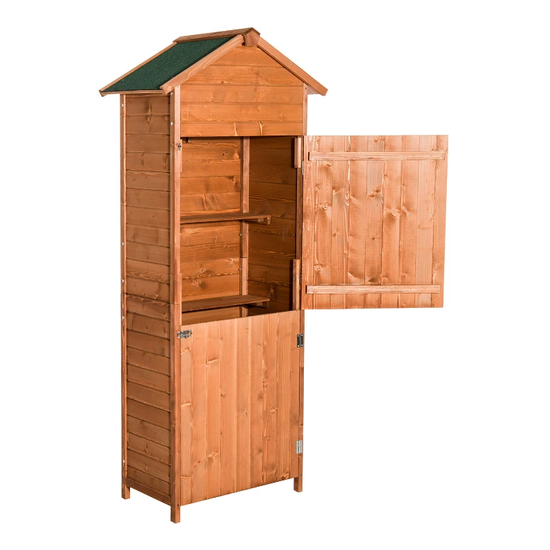 Outsunny Caseta Herramientas 190x79x49 cm Cobertizo Madera Maciza Gabinete Jardín Terraza