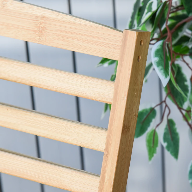 Outsunny Garten Schaukelstuhl Relaxsessel Gartenstuhl Schaukelsessel Bambus Sperrholz Natur 70 x 100 x 95,5 cm