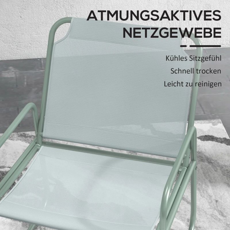 Outsunny 3-teiliges Gartenmöbelset, 2 Stühle mit atmungsaktivem Stoffbezug, 1 runder Tisch Ø60 cm, Grün