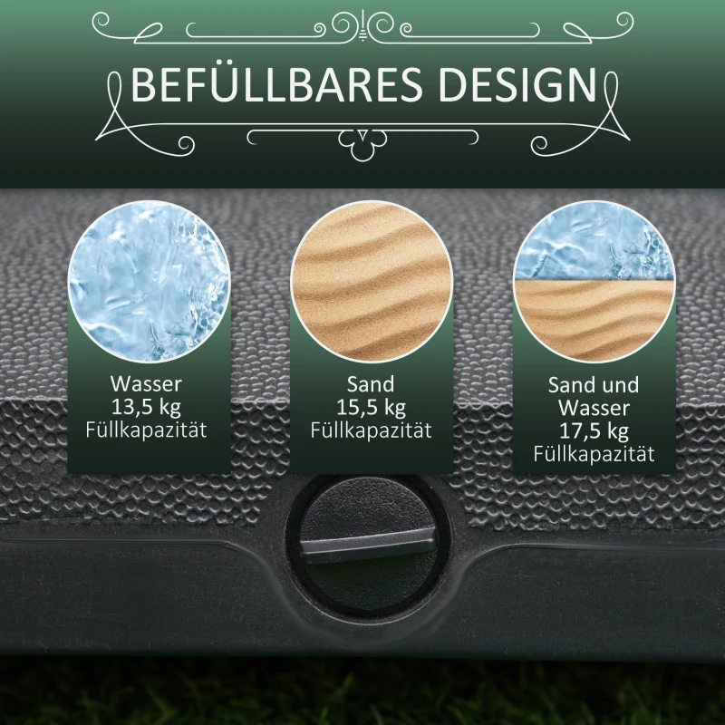 Outsunny Sonnenschirmständer befüllbar bis 20 kg Sonnenschirm mit Roller Schirmständer für Schirmstangen 38/48 mm Sonnenschirmfuß für Garten Terrasse Balkon Schwarz