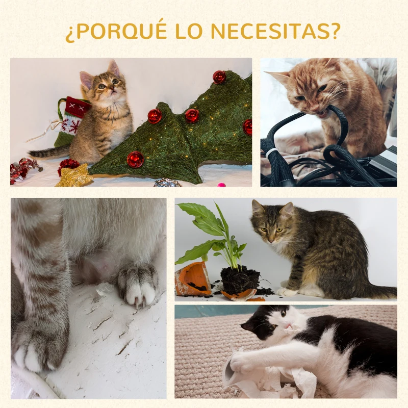 PawHut Árbol Rascador para Gatos Mediano Altura 91 cm Torre Escalador Gatos con Rueda para Ejercitar Cama Plataforma Cojines Poste de Sisal y Bolas de Juguete Gris y Crema