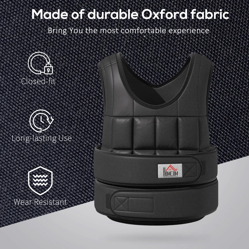 HOMCOM 10/15/20kg Weighted Vest, Adjustable Running Weight Vest with 38 Weight Bags for Men or Women Cardio Exercise, Black