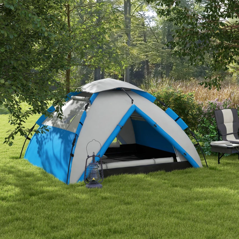 Outsunny Two-Man One Room Camping Tent, with Accessories - Blue