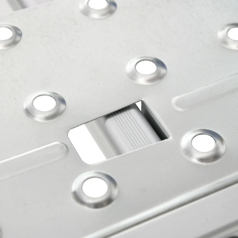 DURHAND Scala Telescopica a 5 Posizioni con 2 Piattaforme di Sicurezza, in Alluminio, PP e TPR, 339x76x10 cm, Argento