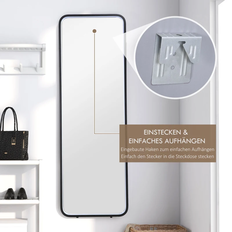 HOMCOM Standspiegel Wandspiegel Ganzkörperspiegel inklusive Wandbefestifung, 151,5 x 50 x 4 cm, Schwarz