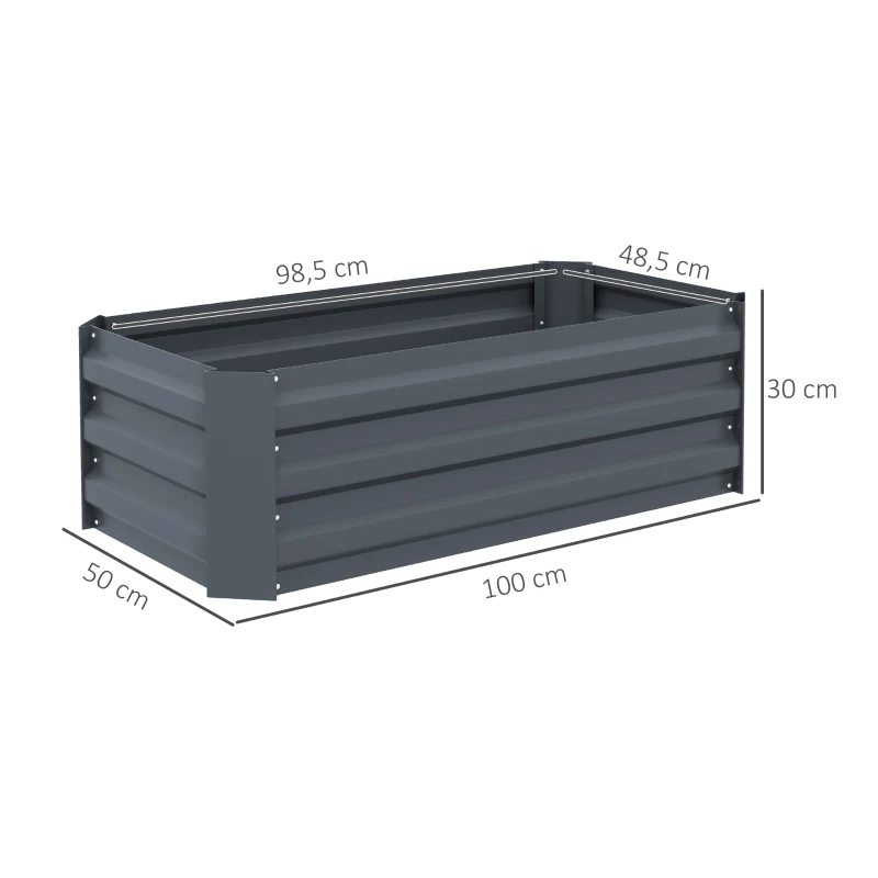 Outsunny Lot de 2 carré potager de jardin dim. 100L x 50l x 30H cm - tôle d'acier ondulée gris(m-3)