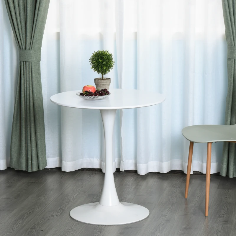 HOMCOM Table ronde tulipe design Ø 60 x 73H cm métal MDF blanc